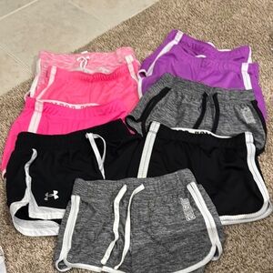 Justice and under armor Shorts.  All size 8 except justice on bottom (10)